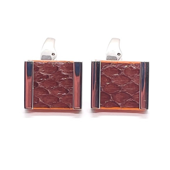 R|T by Robert Tateossian Cufflinks. Python Brown & Orange stainless Steel - NIB - Picture 3 of 16